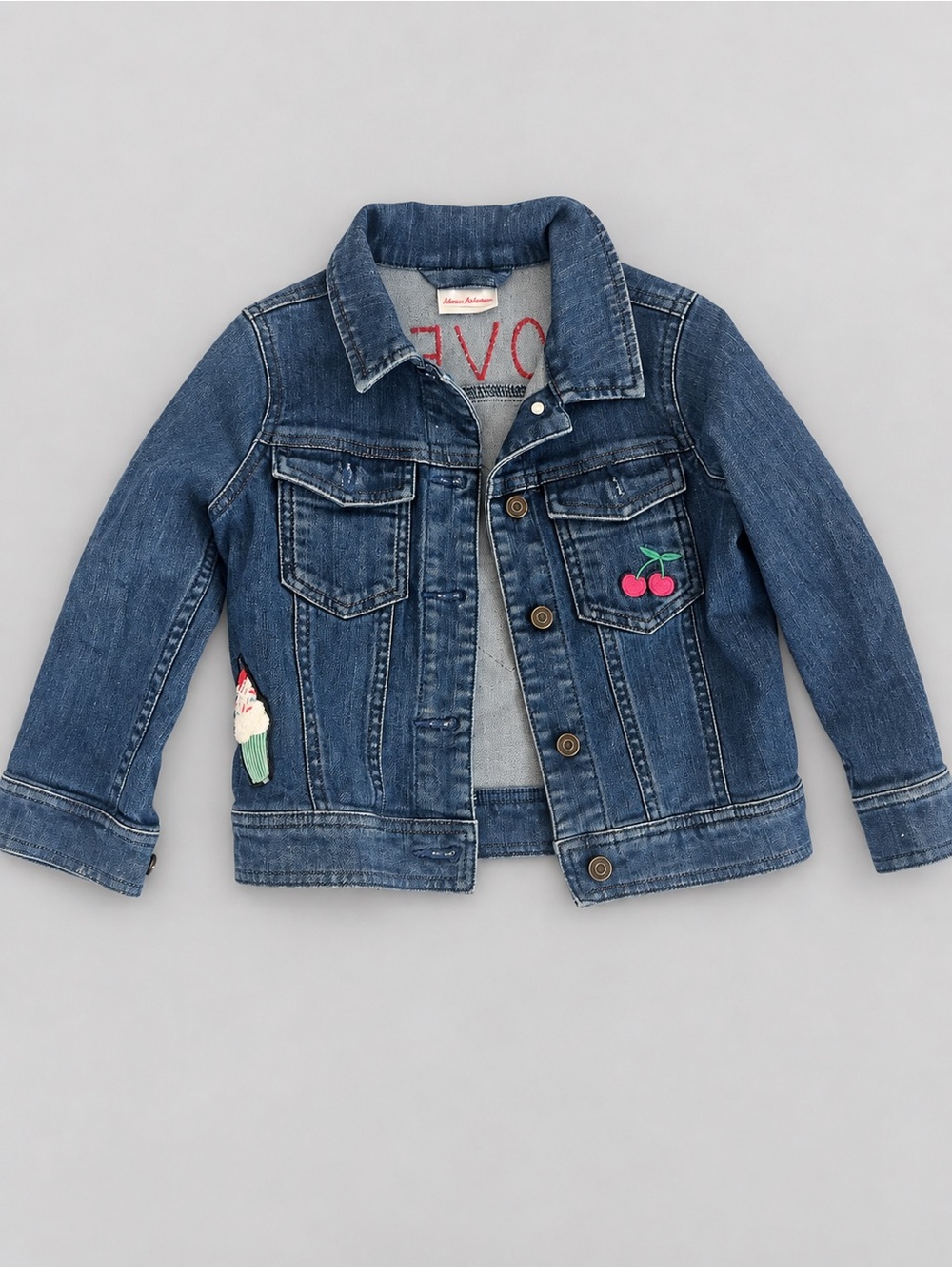 Hanna Andersson Denim Jacket with Cherry Embroidery